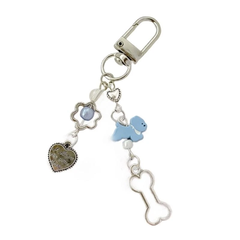 Resin Heart Dogs قلادة مفاتيح حزام الهاتف الحبل للهواتف وأكياس الكاميرا E0BF