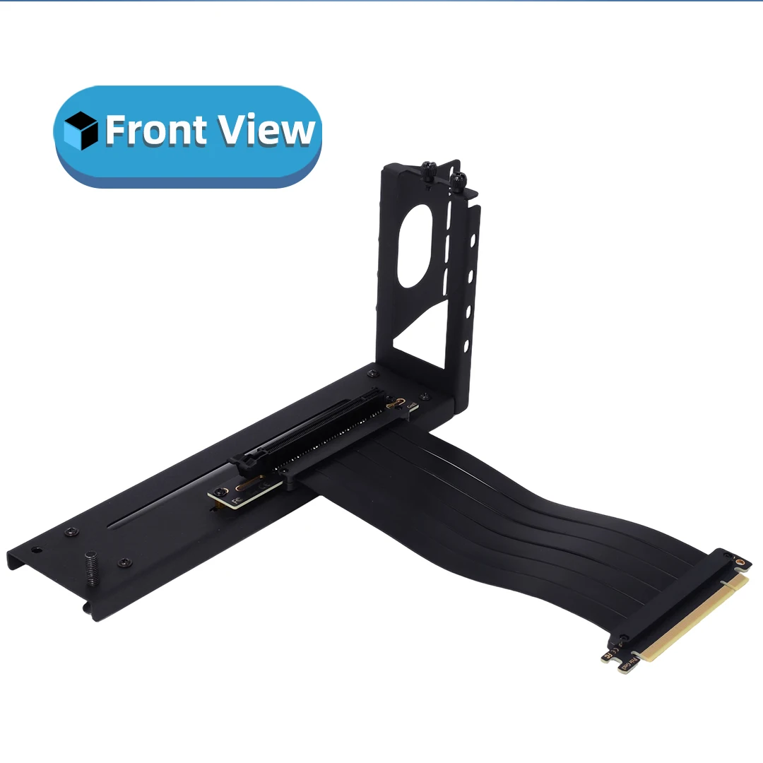 2 Slots Vertical GPU Mounting Bracket Graphics Card Holder Kit with 20cm PCI-E 3.0 X16 Anti-interference Riser Cable 90 Degree