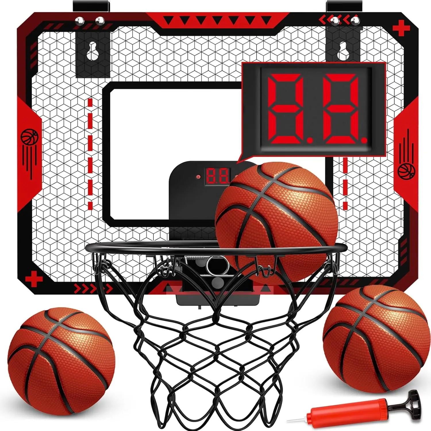 

Mini Basketball Hoop Indoor with Electronic Scoreboard, Over The Door, Sports Toy Gift for Kids 5-10+