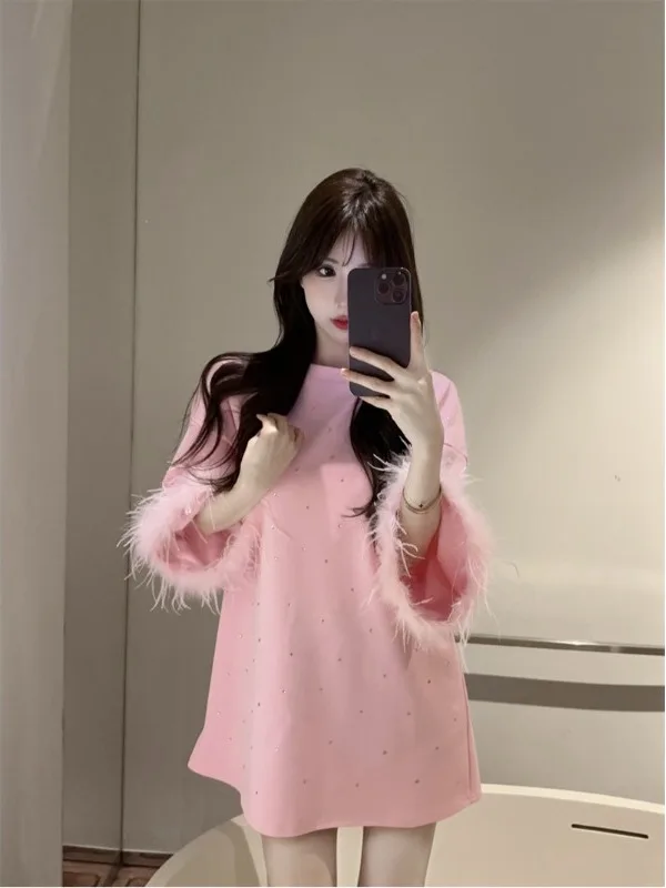 

Korean Style Luxury Feather Diamond Embedded Design Sensation Light Luxury Heavy Work Diamond Embedded Fashionable Sexy Large...
