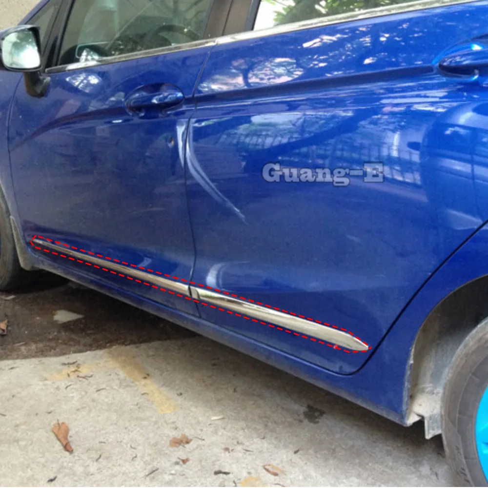 

Car Stainless Steel/ABS Chrome Side Door Body Trim Stick Strip Molding Stream Lamp Panel For Honda Fit Jazz 2014 2015 2016 2017