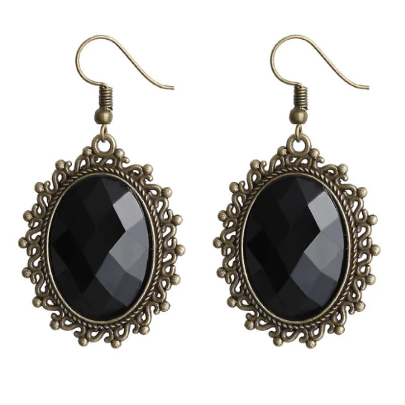 Vintage Big Gemstones Pendent Earring Punk Style Classic Palace Dangle Drop Earrings for Women Luxury Jewelry Accessries Gifts