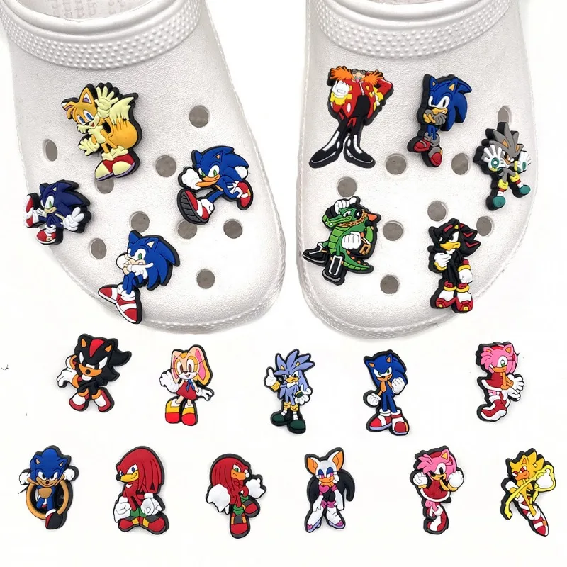 Sonics Shoe Flowers Popular Cartoon Anime Derivative Peripherals Shoes Decorations DIY Slippers Accessories Theme Party Gifts