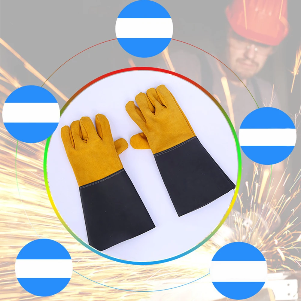 Insulated Welder Gloves Work Mens Heat Resistent Anti-scalding High Temp Protection