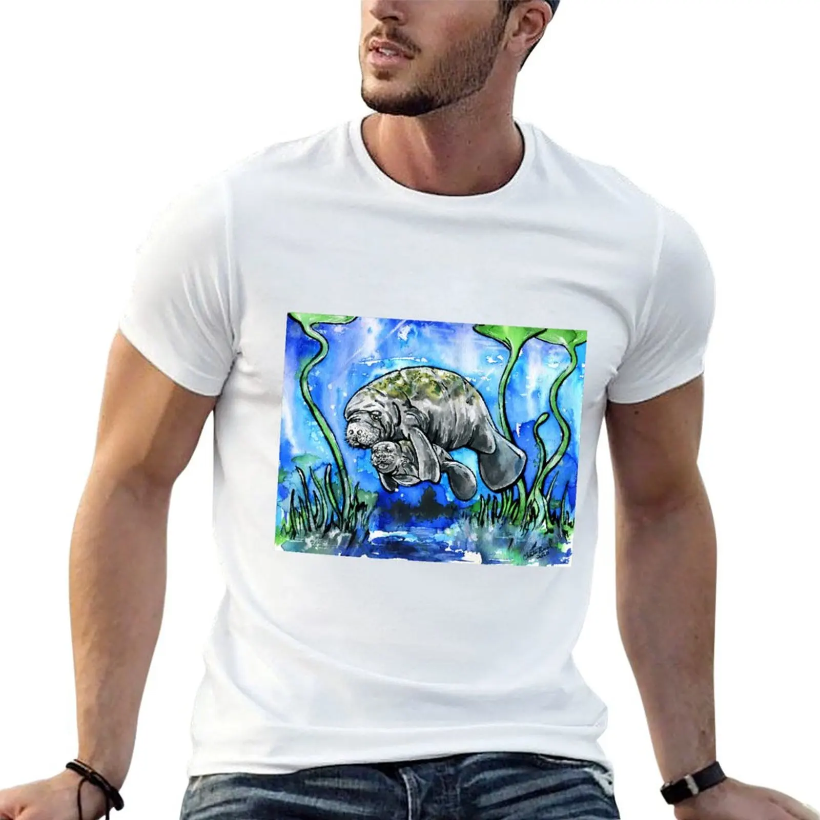 

Sea Cows and Sea Cuddles - Manatees T-Shirt man t shirt luxury black cotton t-shirt plain for man package T-Shirt