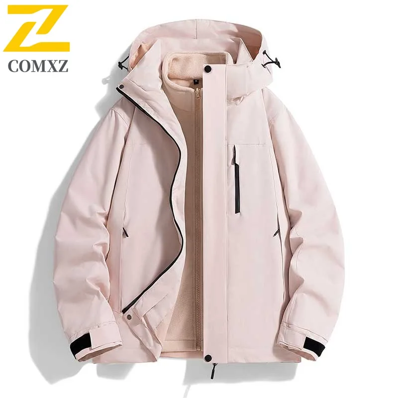 

COMXZ однотонная уличная ветровка, теплая морозостойкая съемная подкладка, многофункциональная практичная мужская куртка 3-в-1, пальто