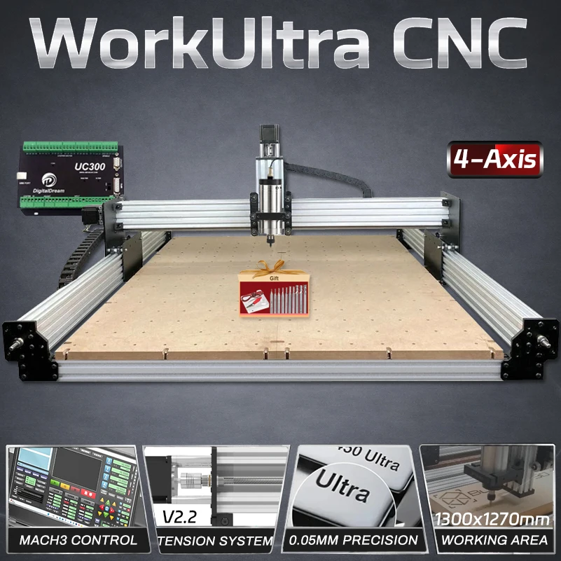 

Фрезерный станок BulkMan3D WorkUltra V2.2 с ЧПУ, 4 оси, управление Mach3, система натяжения, точный гравер для резки дерева, металла, акрила