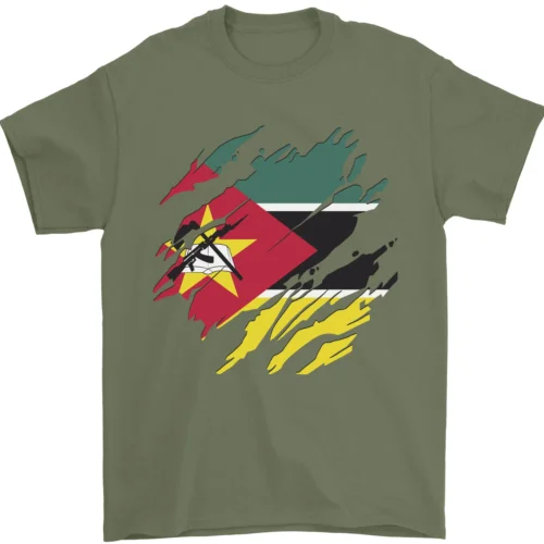 Torn Mozambique Flag Mozambican Day Football Mens T-Shirt 100% Cotton