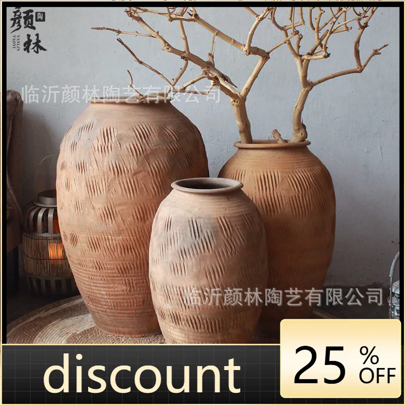 

LMM Floor-to-ceiling Soil Pot Ancient Vase Chinese Coarse Pottery Pot Earth Pot Large
