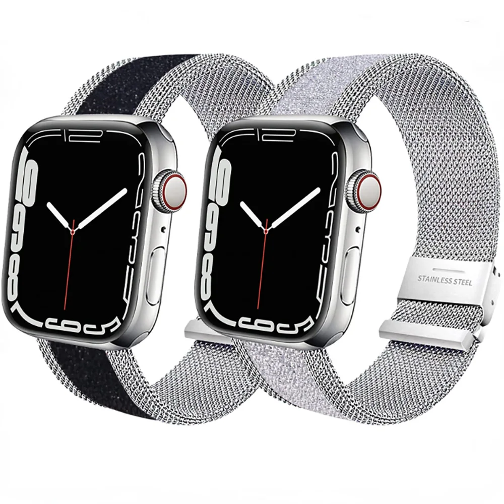 

Milanese Loop Strap for Apple Watch Ultra 49mm 8 7 45mm 41mm Metal Elastic Bracelet Wristband for iWatch 65432SE 44mm 42mm 40mm