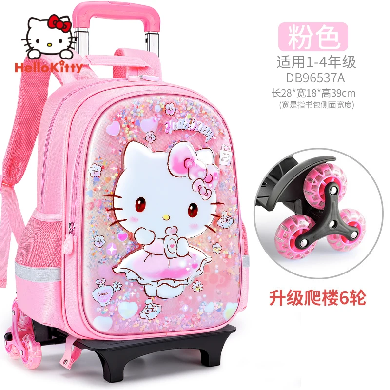 Miniso Cinnamoroll Hello Kitty Melody Kuromi Torba szkolna Uczniowie Dziewczynka Klasa 1-3 Dziecko Dziewczynki Koła podróżne Schody wspinaczkowe