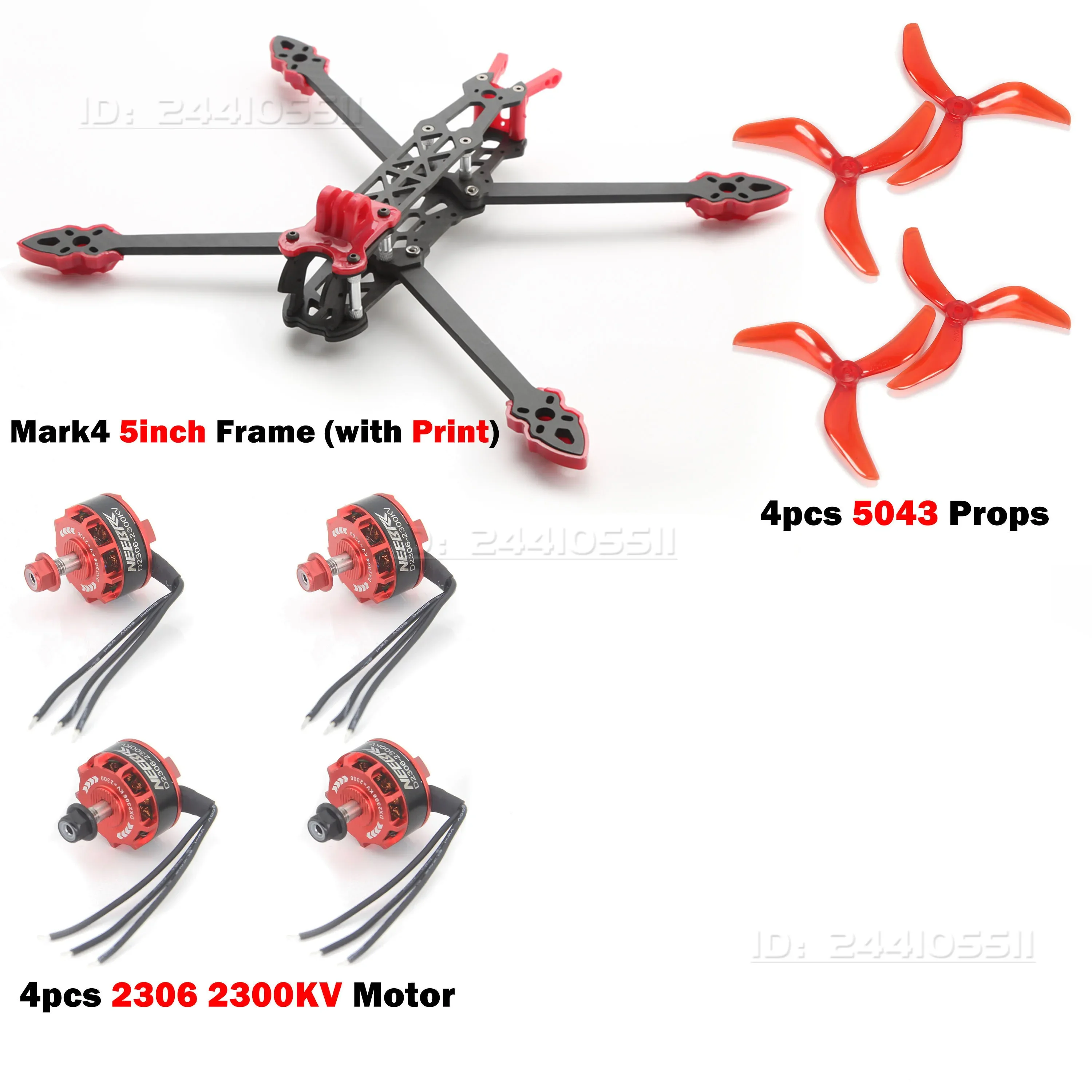 Mark4 5 inch Frame 2306 Motor FC F4V3S PLUS 45A ESC Stack 915Mhz/2.4G ELRS 5043 Prop Print Deel Kit voor RC FPV Drone Racing DIY