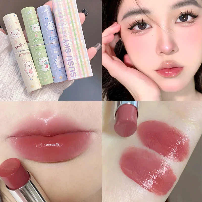 4 Colors Crystal Lip Balm Jelly Lipstick Lasting Moisturizing Mirror Water Light Solid Lip Glaze Women Lip Tint Makeup Cosmetics