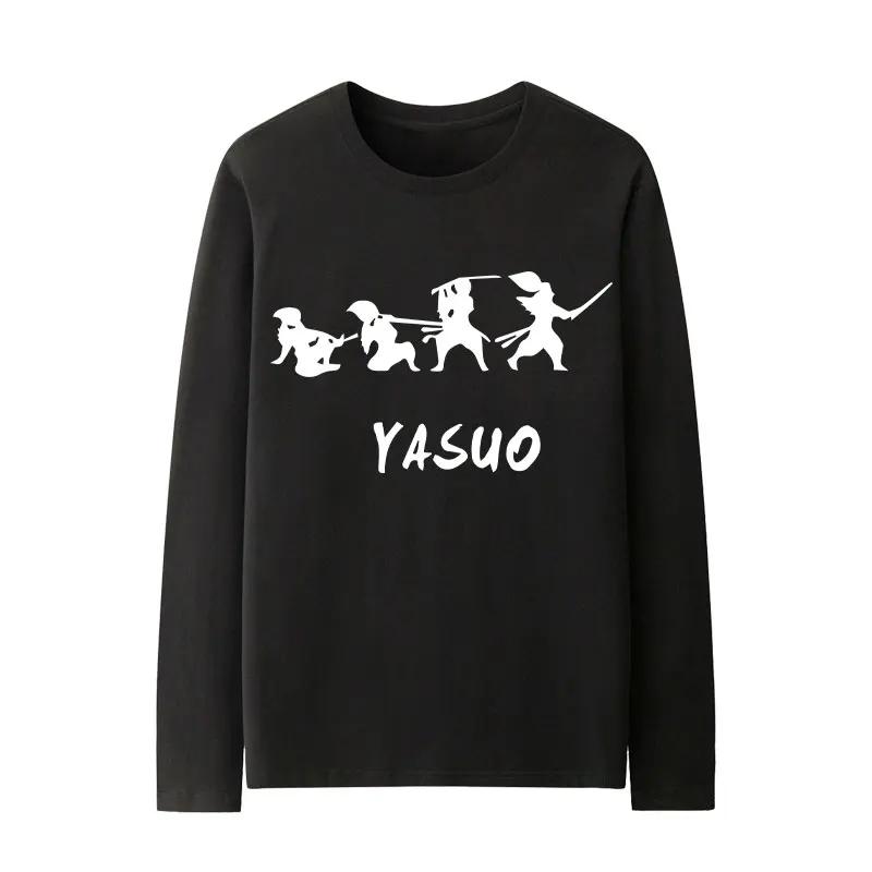 Lol Happy Wind Men's Yasuo Long Sleeve Men's T-Shirt Cotton Printed Men's and Women's Sports Casual Style Long Sleeve T-Shirt