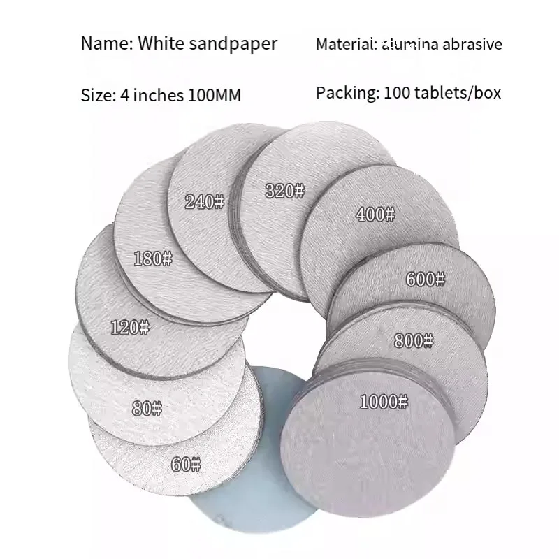 

15~50PCS 4Inch 100mm Sanding Discs Hook & Loop White Dry Grinding Sandpaper 60 80 100 120 to 1000 Grit for Polishing Grinding