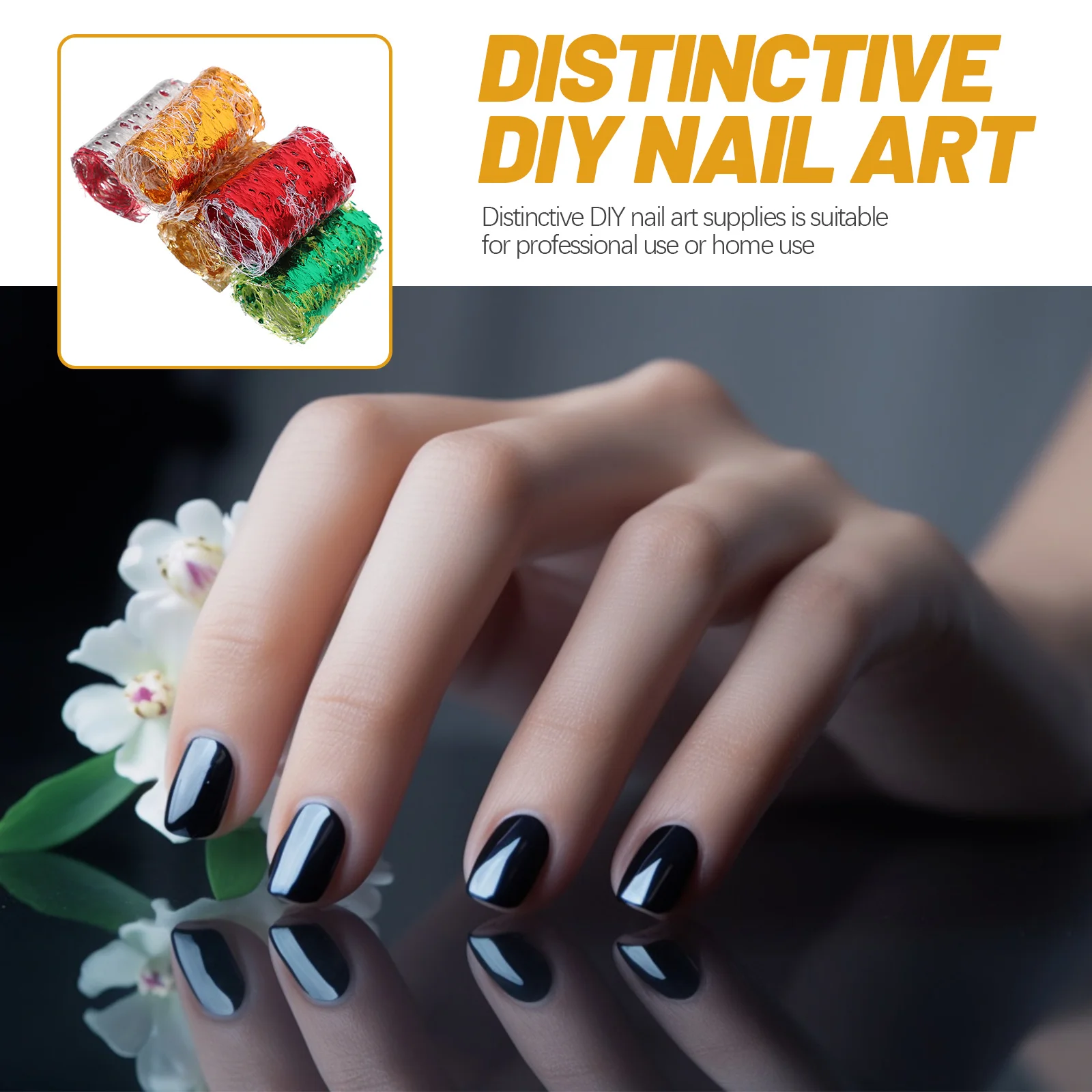 

1 Box Gold Foil Mesh Nail Art Decor DIY Combination Phototherapy Nail Art Supplies for Women Girls Professional Home Use