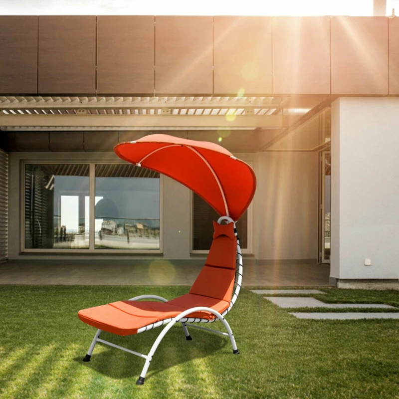 Humanized Seat Design Patio Hammock Chaise Lounger Chair Canopy Upgraded Materials Sturdy Frame Outdoor Furniture Sun Loungers