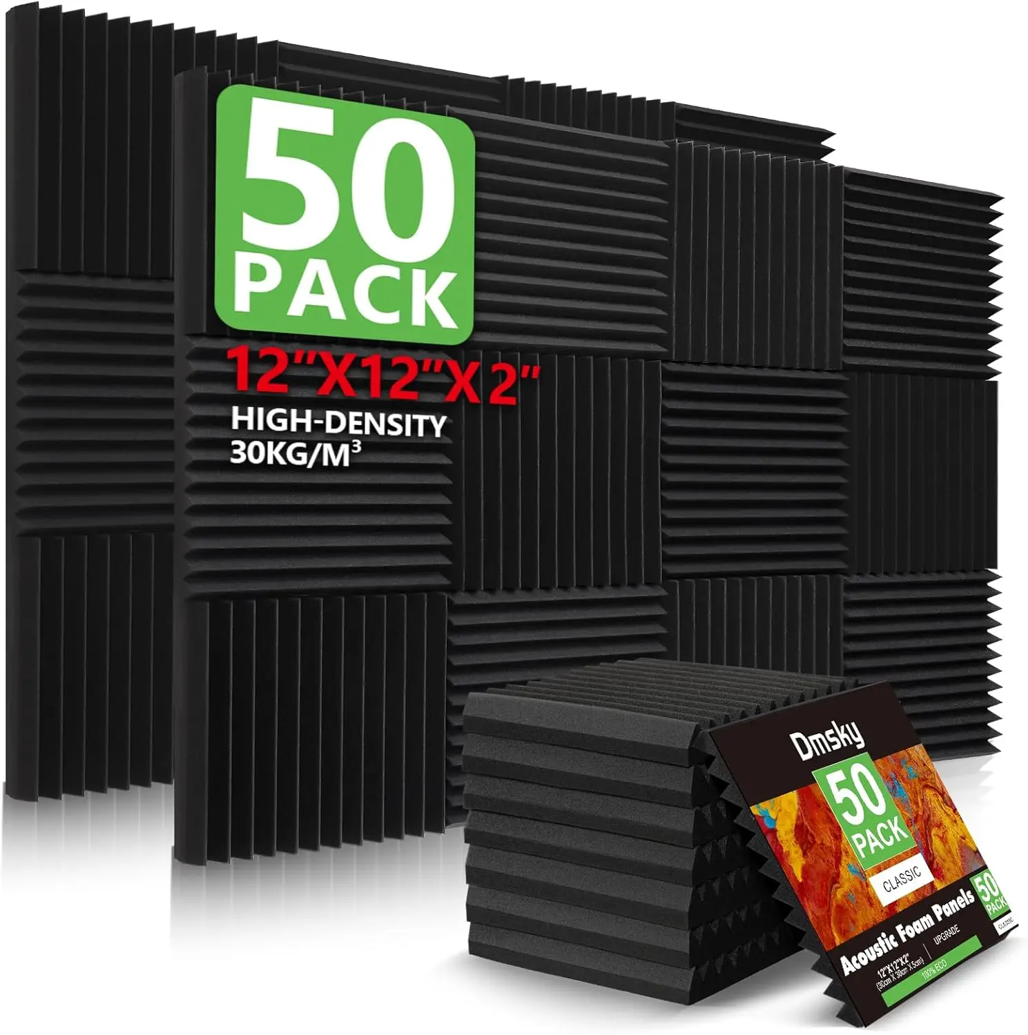 

50 Pack Acoustic Foam Panels 2"x12"x12" Soundproof Wedges for Studio, Office & Home