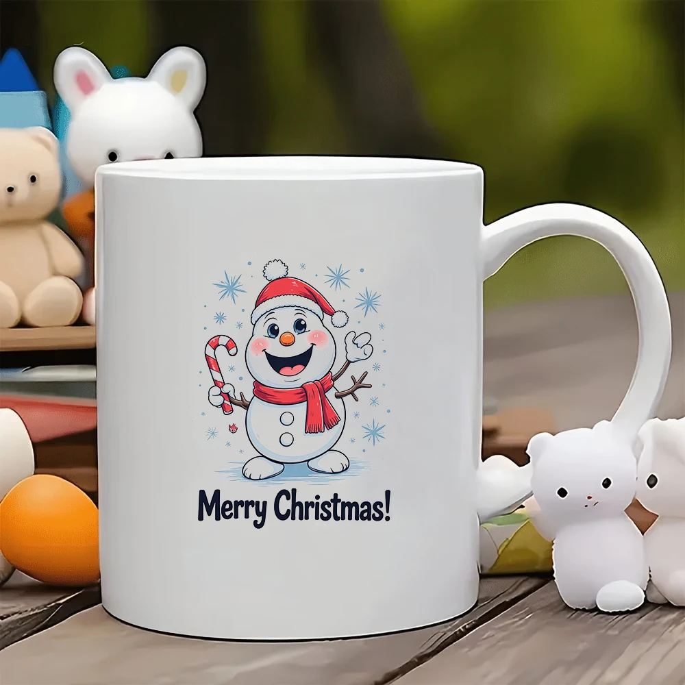 

11oz cartoon Santa Claus mug + Joyful Snowman Christmas Gift Kids Cup Family Office Coffee Cup Christmas Atmosphere Decor