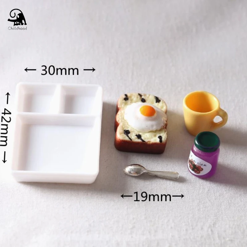 Miniature course maison nourriture Toast JXJam QuePlate tasse cuillère, Blyth Barbies beurre décor, accessoires de cuisine, 5 pièces