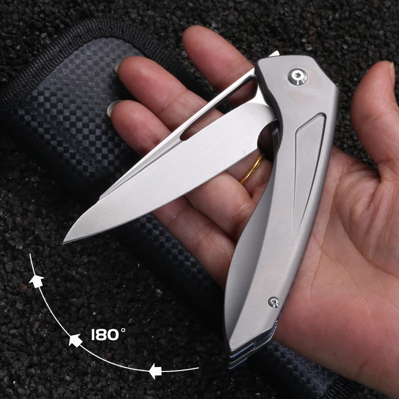 Titanium alloy folding knife EDC folding knife, multi-purpose travel knife, mostly used for self-defense cutting, gifts