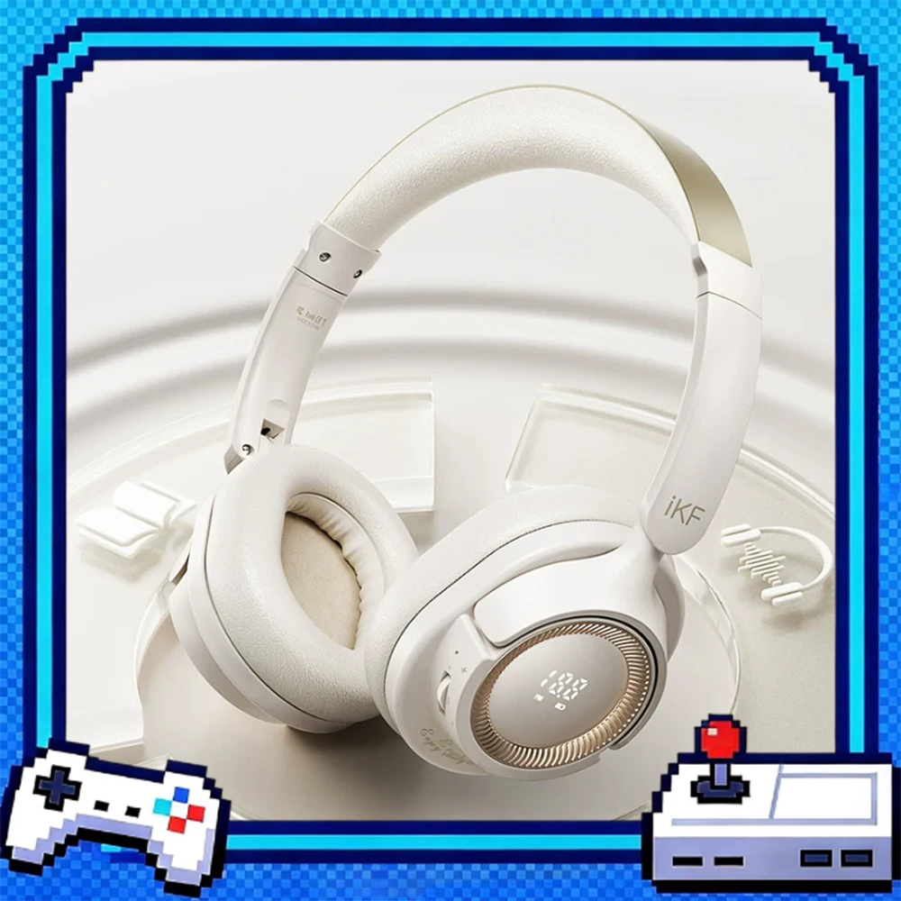 iKF FM7 Wireless Headphones 40mm Polymer Composite Diaphragm Esports Headset Hide LED High Definition Luminous Screen For Gifts