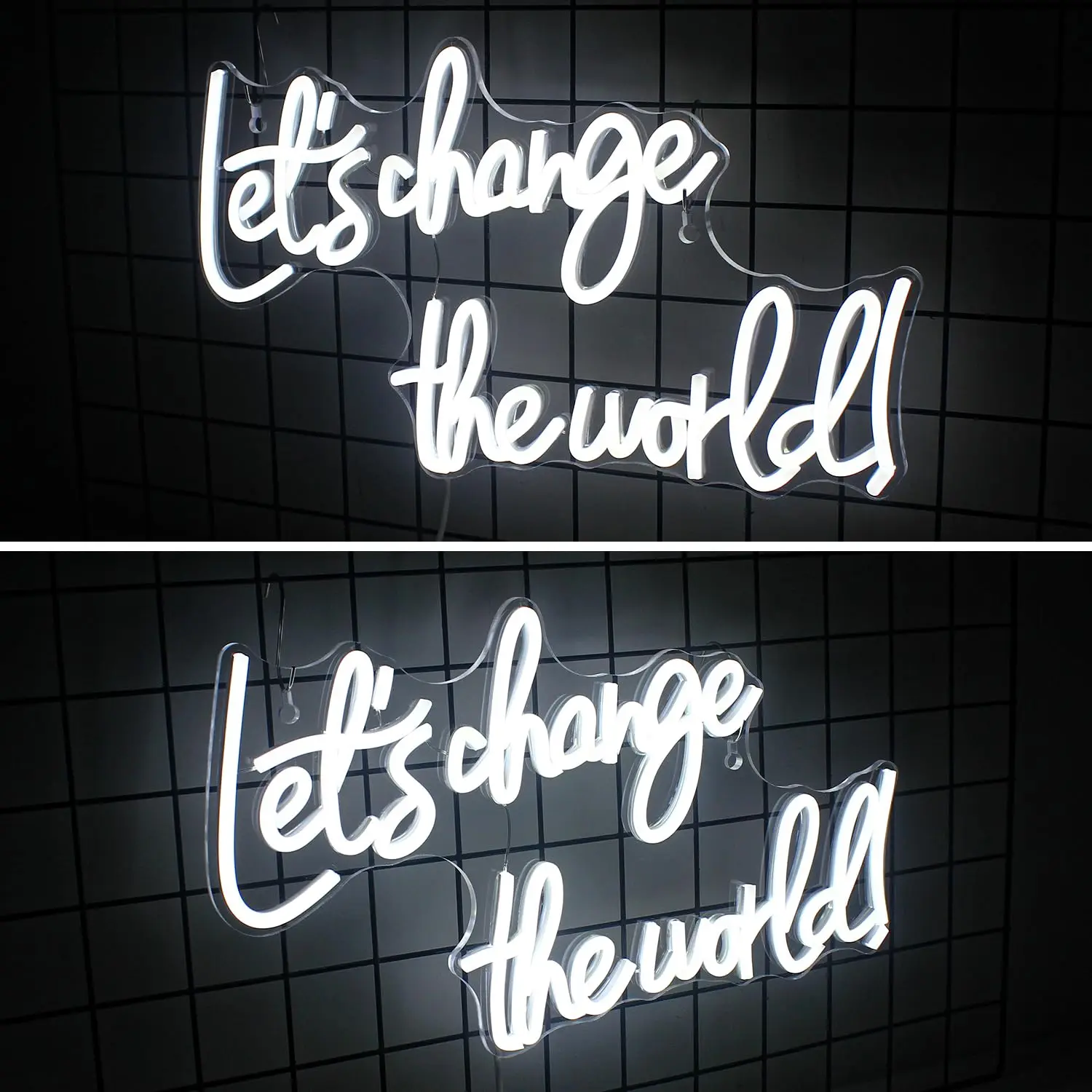 Let's Change the World LED Neon Sign USB Powered, Dimmable Wall Light for Bedroom Living Room Home Decor Gift
