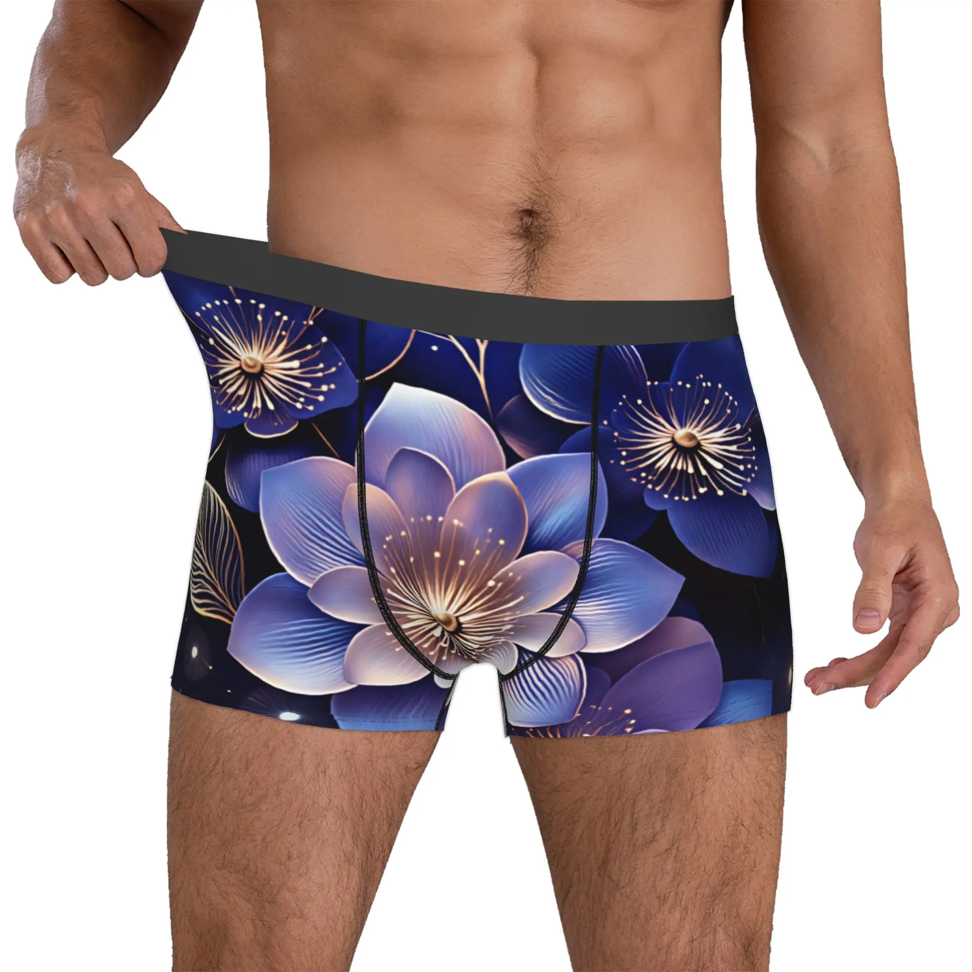 Fashion Trend 3D Flowers Boxers Shorts Men Luxury High 3D Floral Briefs Underwear Funny Underpants