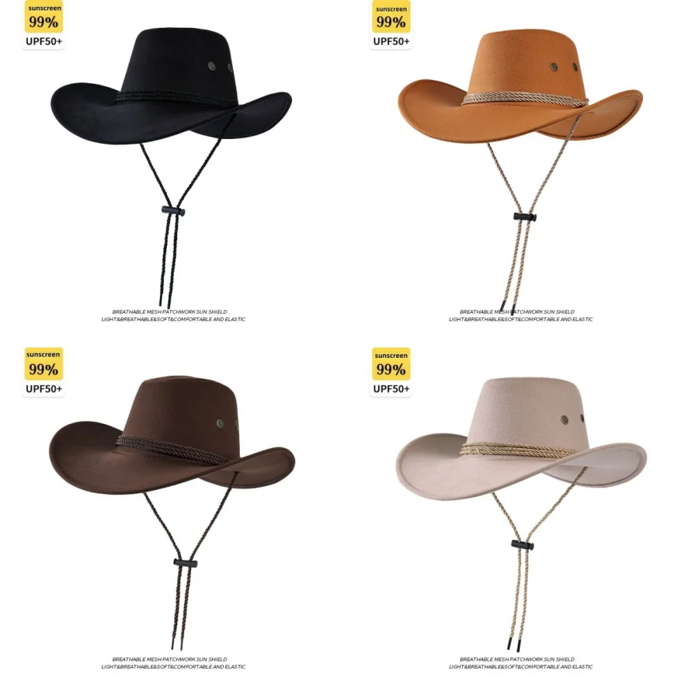 Sombrero vaquero retro americano para hombre, sombrero de jazz con protección solar, sombrero británico de verano con ala grande, sombrero de caballero para niños