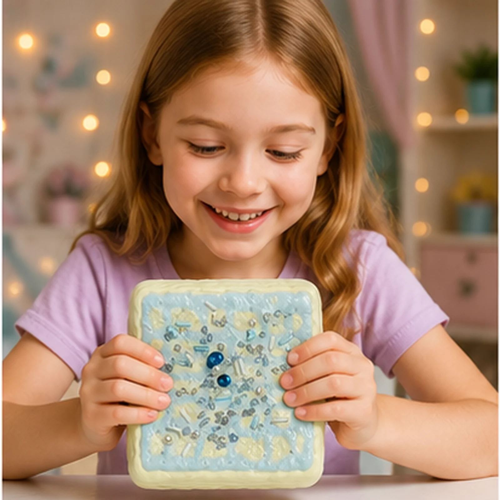 Realistic Crystal Topped Cube Toast Squishy Toy Slow Rebound Stress Squeeze Toy Pretend Play Decoration Gift