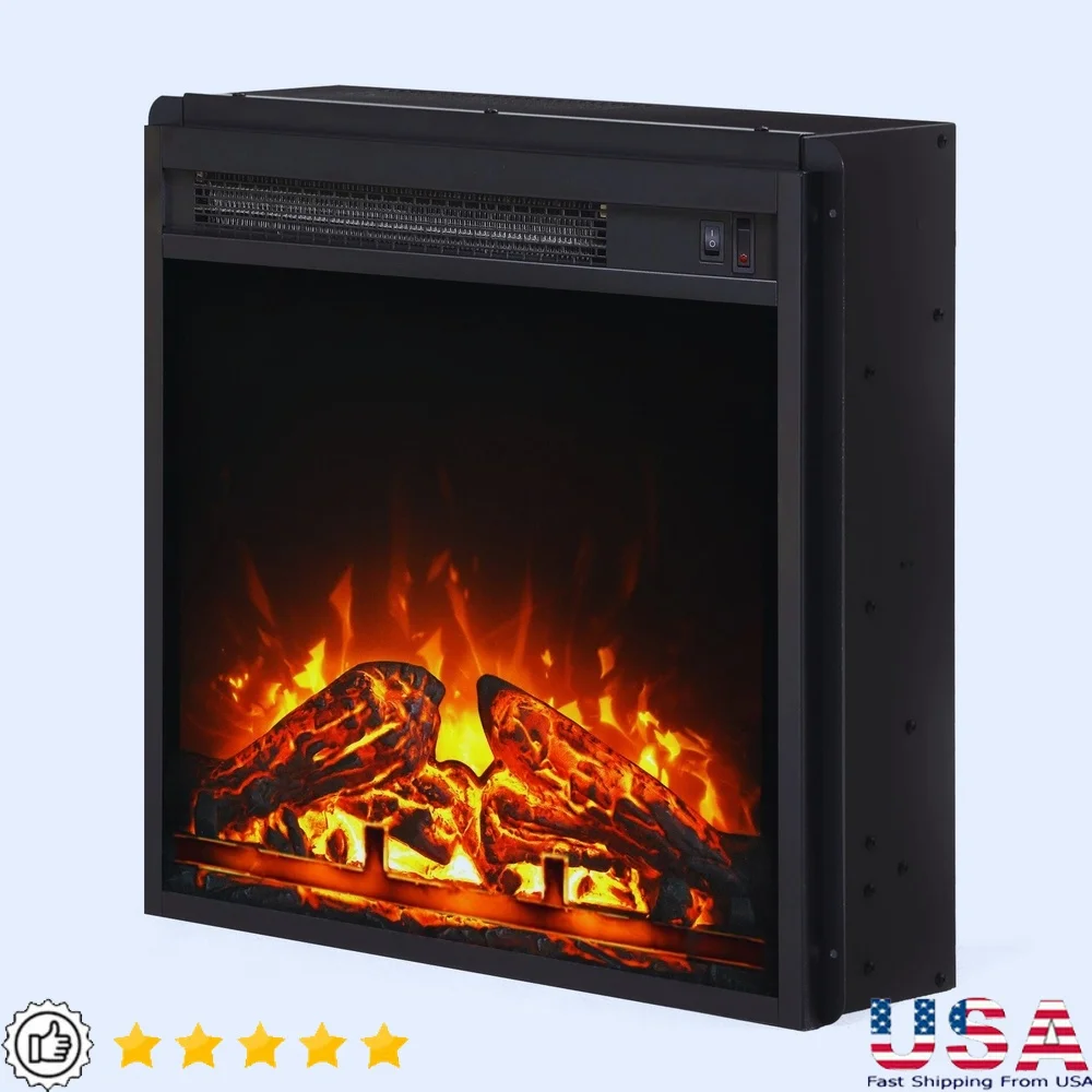 

18-дюймовый электрический каминный обогреватель, отдельно стоящий пульт дистанционного управления, 750 Вт, 1400 Вт, регулируемый термостат яркости пламени, уютная атмосфера