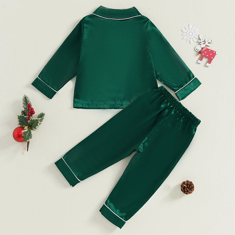 Ensemble de pyjama de Noël imprimé canne en bonbon pour garçons et filles, chemises à manches longues, pantalons longs, vêtements de salon, vêtements de nuit pour enfants, 1-5 ans, 2 pièces