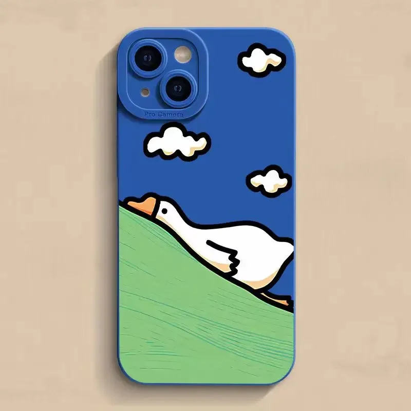 Cute Cartoon Duck Phone Case for iPhone 15 14 13 12 11 Pro Max Mini X XSMAX XR SE 7 8 Plus Luxury Shockproof Soft Shell Fundas