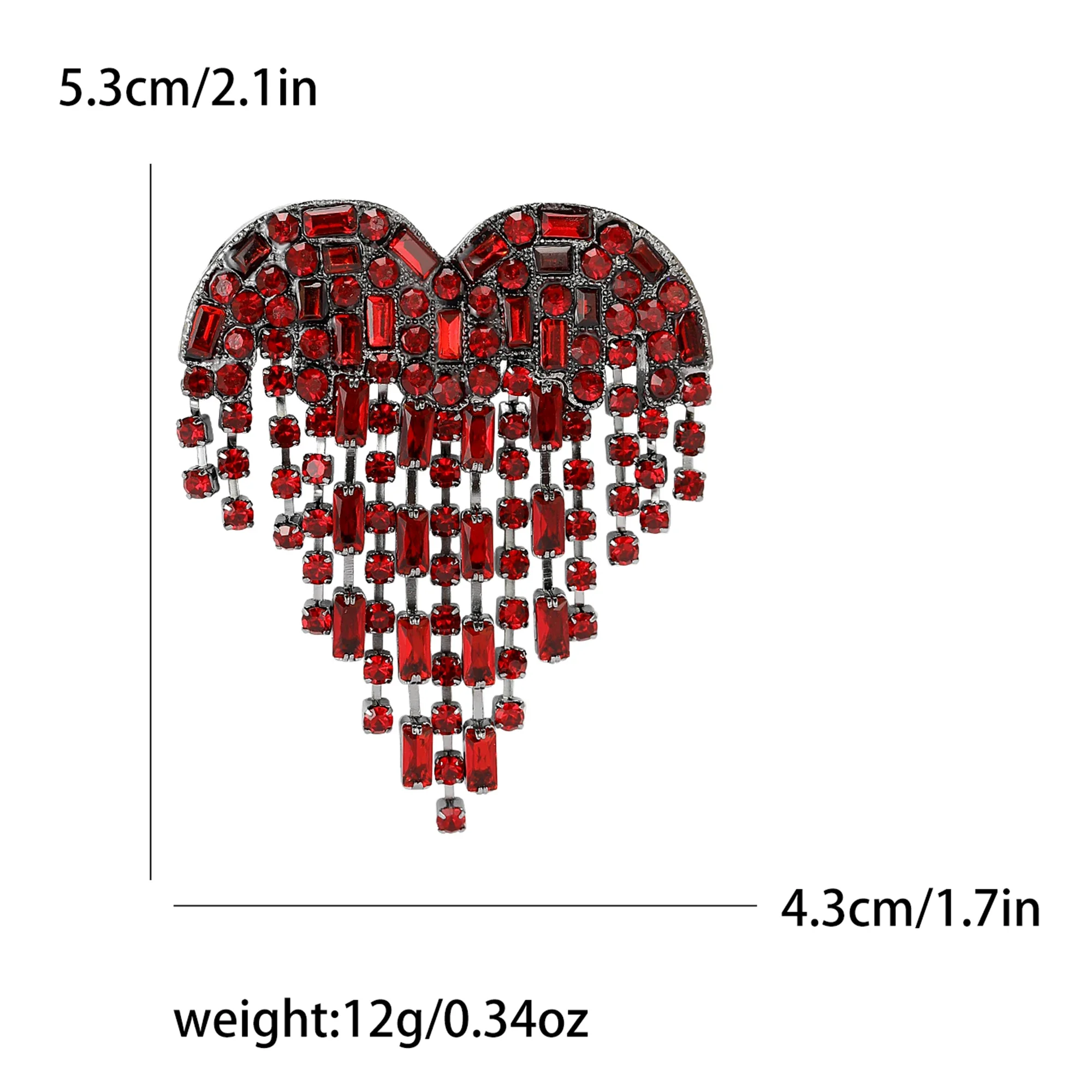 Beaut&Berry Valentine's Day Luxury Rhinestone Heart Brooches for Women Unisex Love Pins Casual Party Jewellery Accessories Gifts