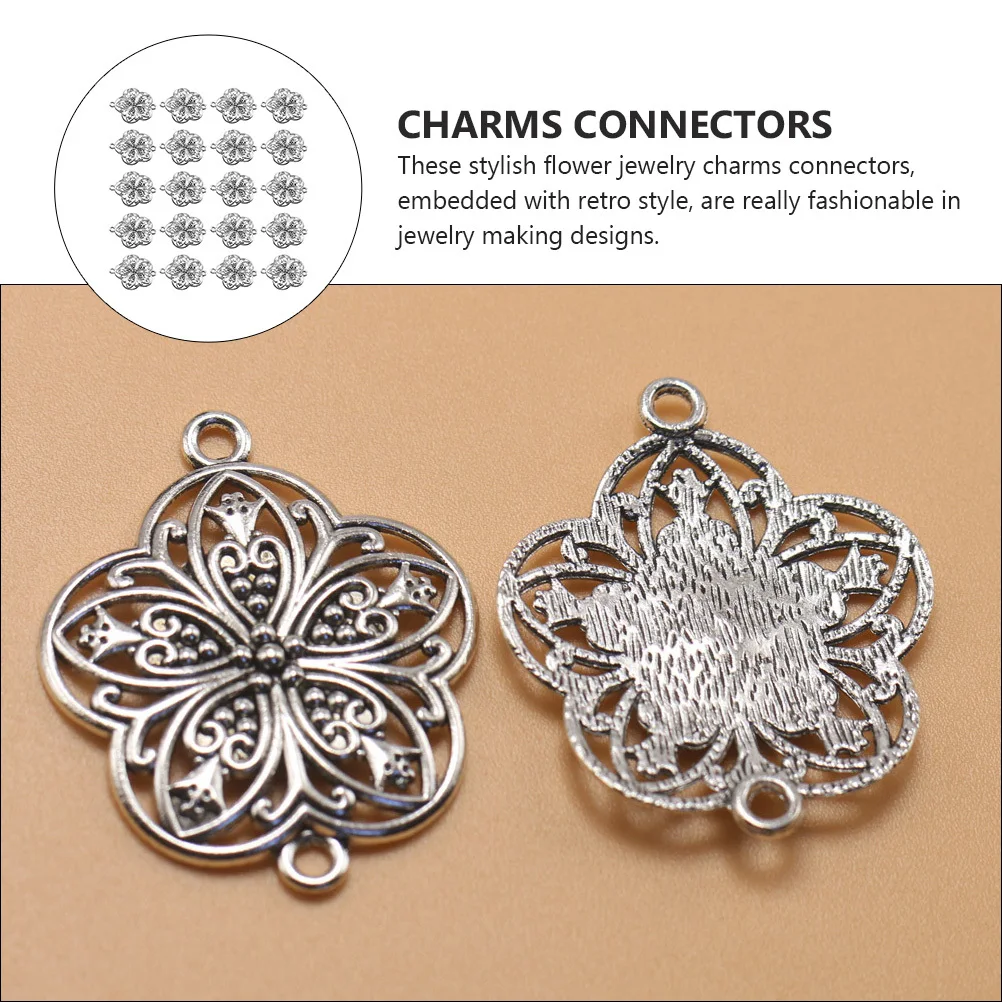 

20Pcs Retro Alloy Flower Charms Connectors DIY Jewelry Making Linkers for Necklace Bracelet Pendant Craft Supplies