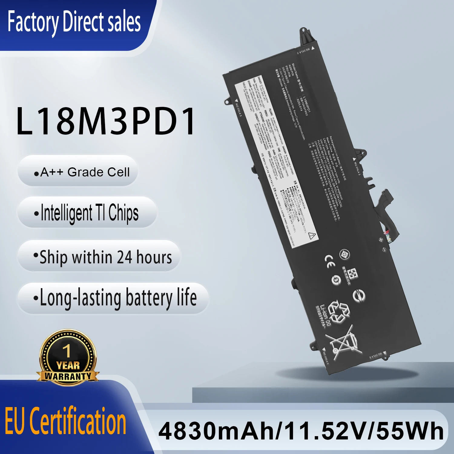 New L18L3PD1 Laptop Battery Compatible with Lenovo ThinkPad T14S T490S T495S Series L18M3PD1 L18C3PD1 L18M3PD2 L18C3PD2 02DL013