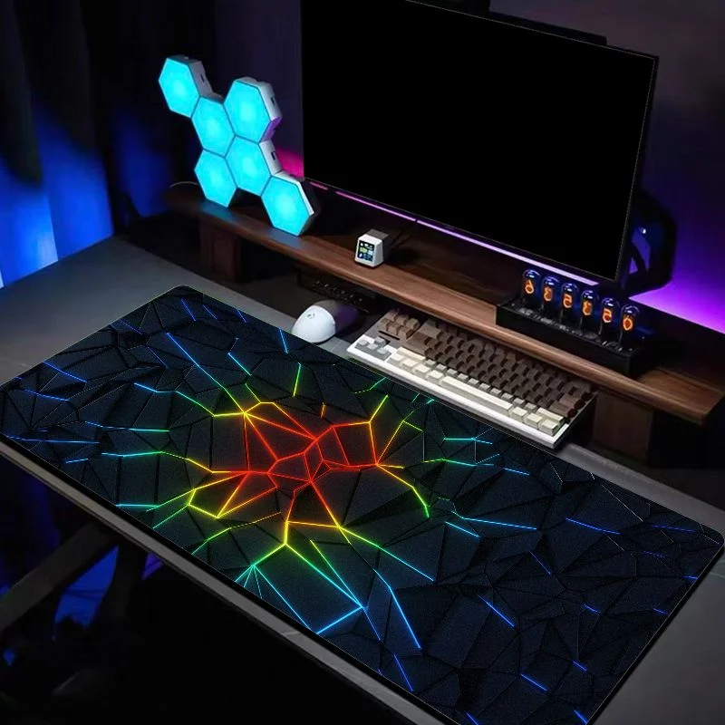 VIKAMA Gradient Polygonal Pattern Extended Gaming Mouse Pad Anti Slip Waterproof Desk Mat Gaming Mainframe Computer Pad