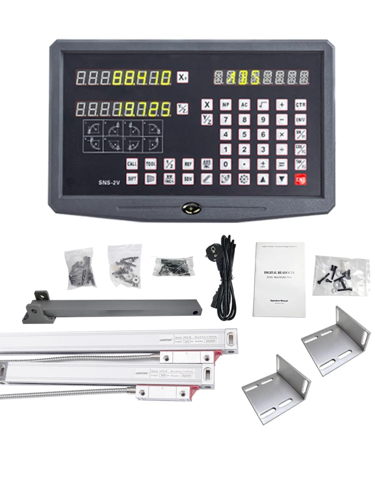 SNS-2V 2-assige DRO digitale uitlezing AC110V / 220V-display en 2 stuks 0-1000 mm 5 / 1um lineaire schaal-encoder voor freesdraaibankmachine - afbeelding 2