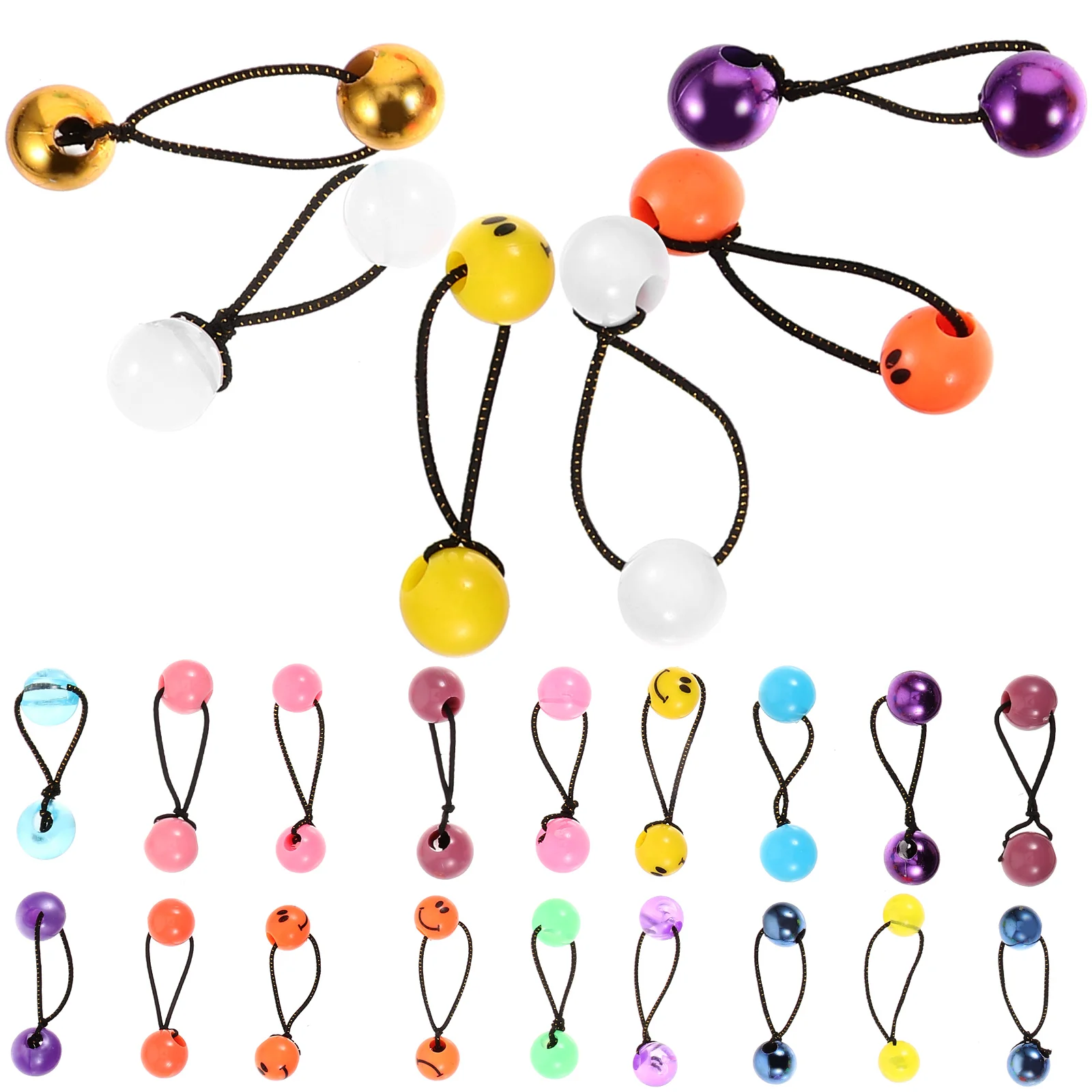 24 Pcs Hair Accessories Big Pearl Ponytail Double Bead Head Rope Child Ribbons Toddler Ties Girl 730X200X200CM Plastic Ball