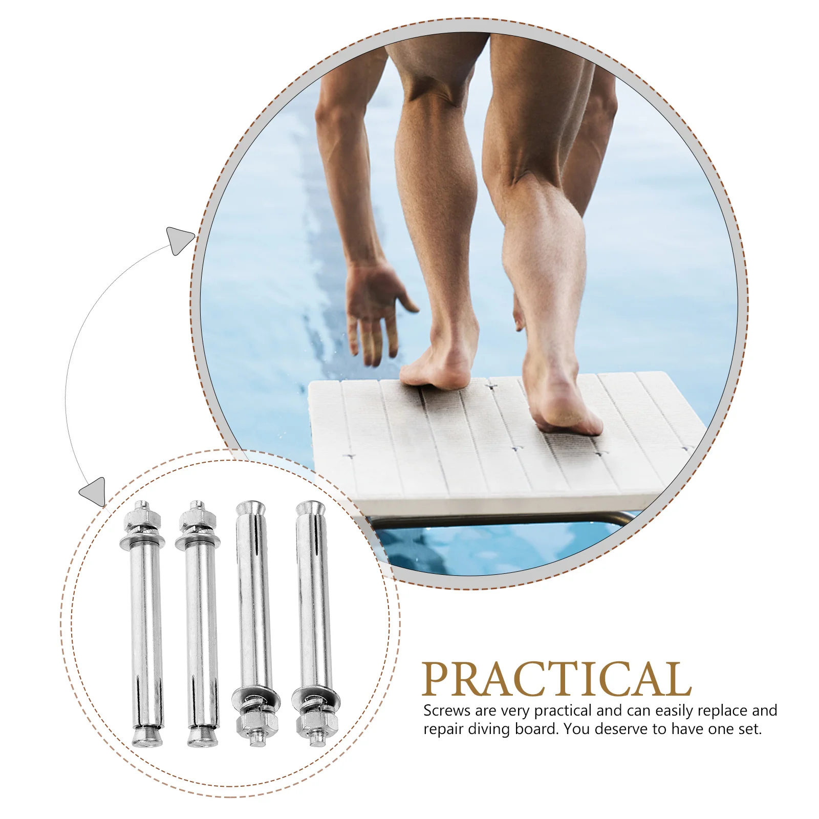 4 قطعة طقم مسامير ربط لوح الغوص مسامير تثبيت قوية من الفولاذ الكربوني لحمام السباحة لوحة الغوص ملحقات استبدال الاستقرار