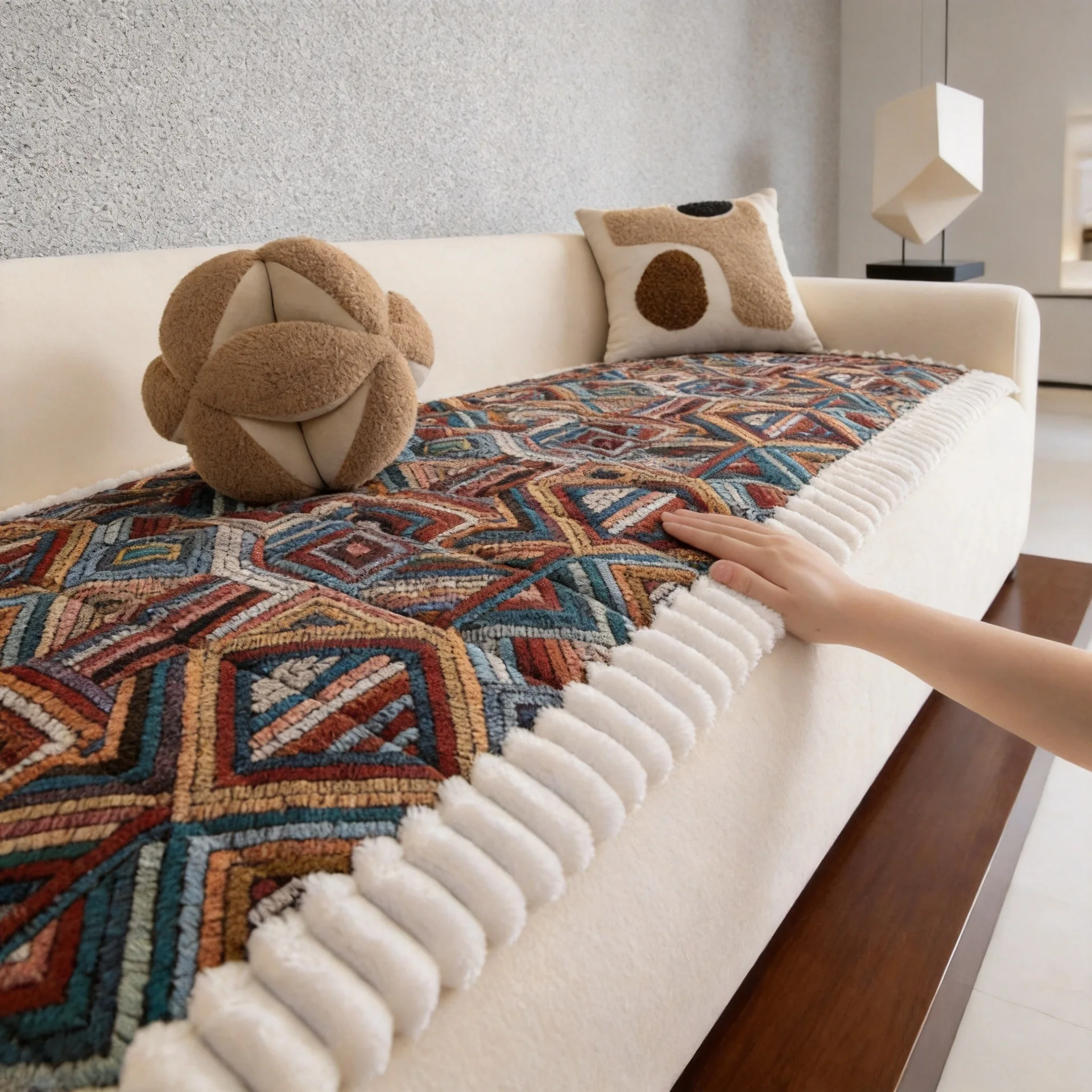 Thick Quilting Bohemian Non-Slip Sofa Cover, for Living Room Couch Seat Pad Machine Washable Pet Friendly Furniture Protector
