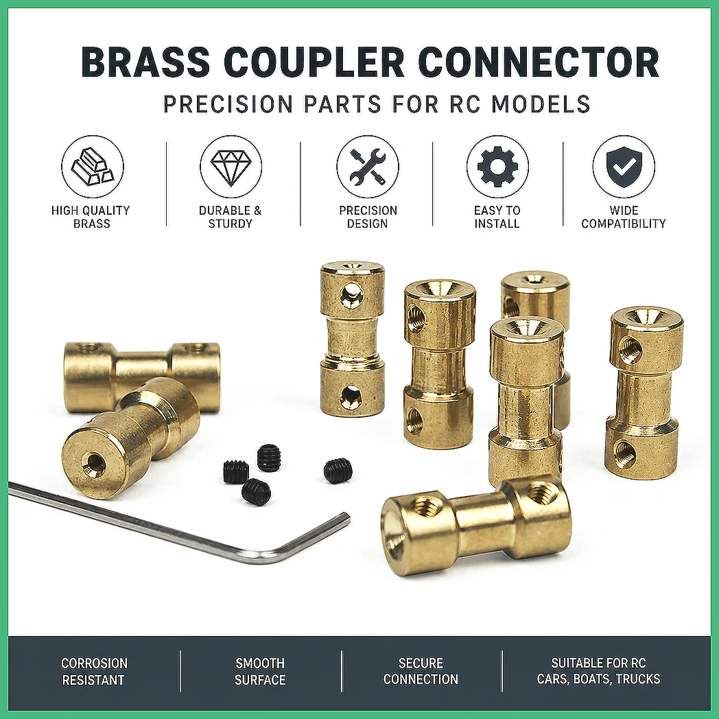 Brass Shaft Coupling 5mm to 8mm Motor Connector for RC Car Model Aeromodelling Metal Drive Shaft Extension Adapter DIY Access