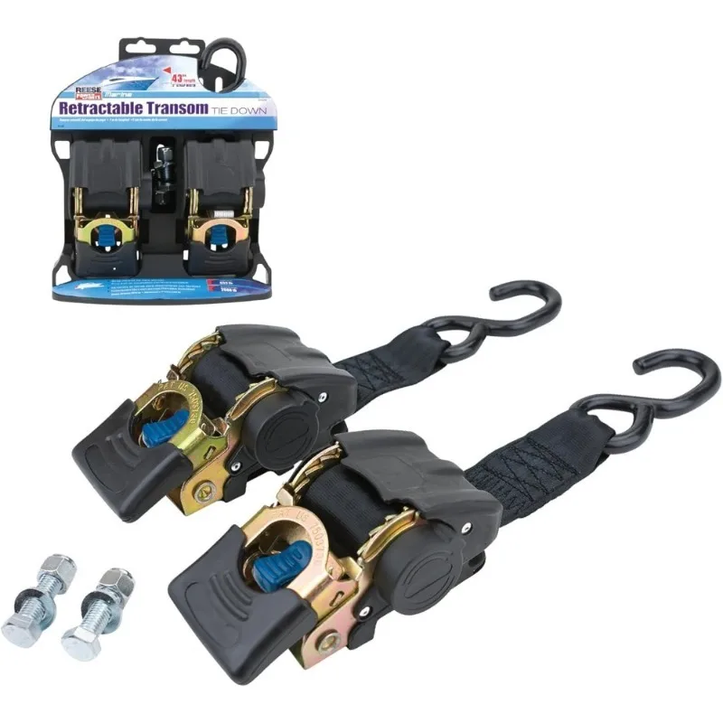 

Retractable Transom Tie Down 2 Inch x 43 Inch 833 lbs Working Load Limit 2500 lbs Break Strength 2 Pack