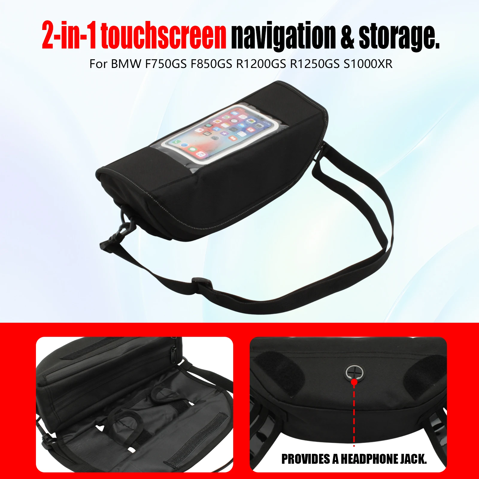 For F750gs F850gs R1200gs Adv F700gs 800gs R1250gs S1000xr  Modification Parts Motorcycle Phone Navigation Storage Bag Suitable