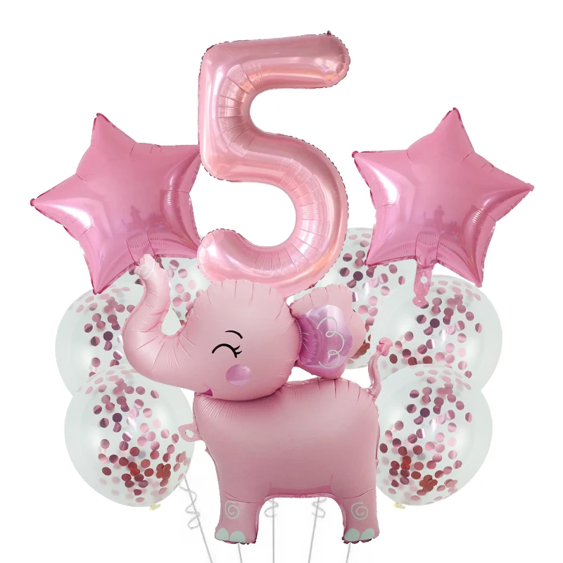 10 قطعة بالونات الحيوانات البرية لطيف الغابة موضوع حديقة الحيوان لوازم الحفلات 4D الفيل عدد بالونات الأطفال حفلة عيد ميلاد لوازم
