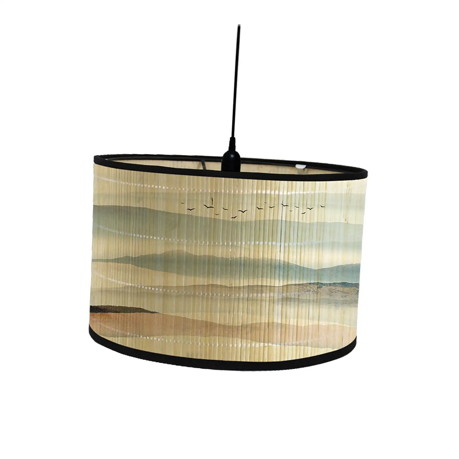 Drum Print Lamp Shade Replaceable Light Accessories Bamboo Lampshade Printed Drum Lampshade for Desk Floor Hanging Ceiling Lamp