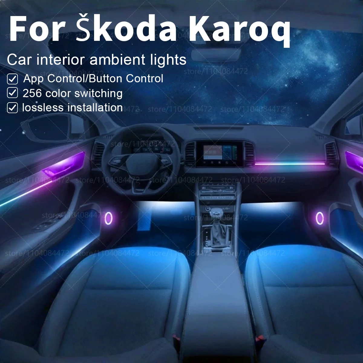 

Для Skoda Karoq 22in1 RGB интерьер автомобиля акриловые автомобильные окружающие освещение RGB скрытая акриловая полоса украшения атмосфера аксессуары