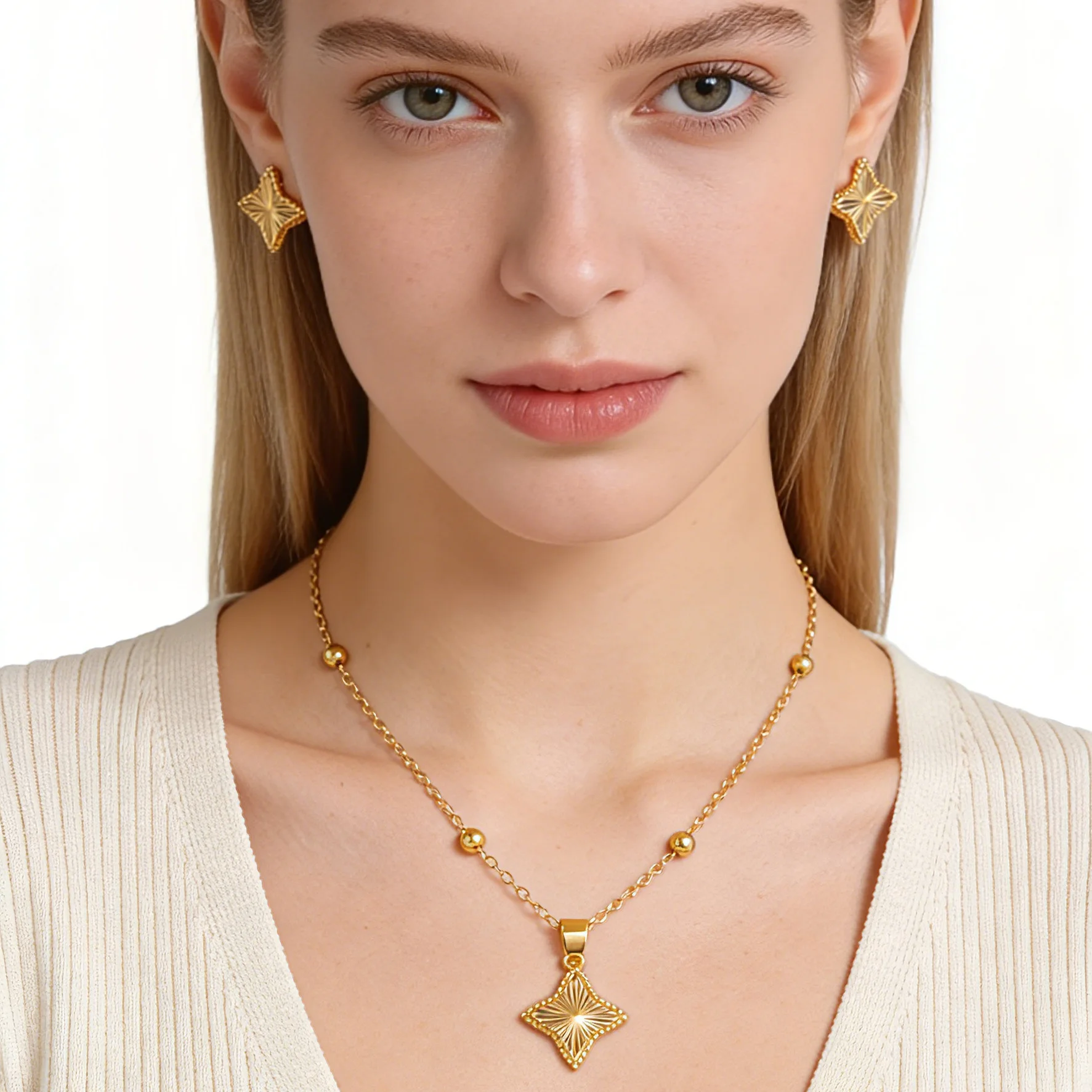 Romantisches 2-teiliges Schmuckset mit Anhänger, Halskette und Ohrringen, perfekt für Frauen, Bräute, Hochzeiten, Geschenke und Mädchen-Geburtstage – Detail 12