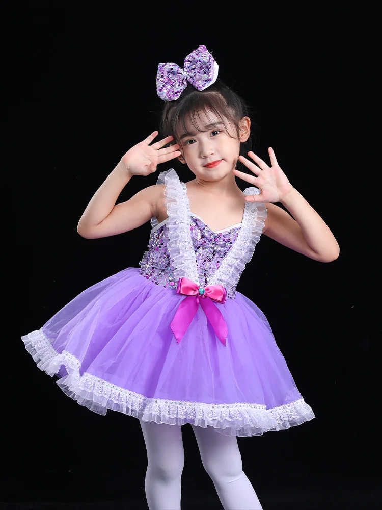 Children's Modern Dance Poncho Performance Dress Girls New Kindergarten Dancewear Sequins Princess Dress Stage Host Boys