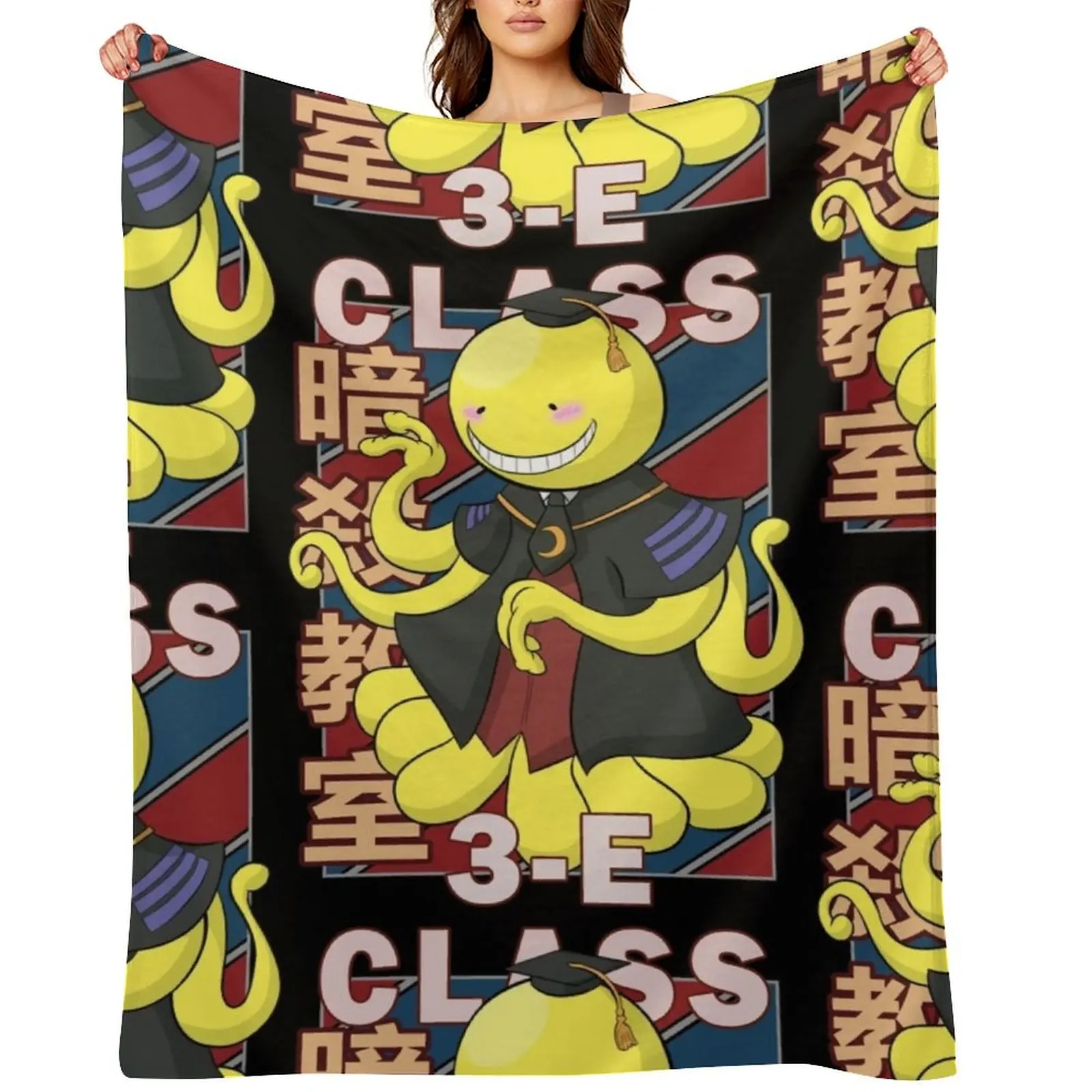 

Koro sensei V2 Vintage Stripe Design Throw Blanket Flannel wednesday Soft Plush Plaid cosplay anime Blankets